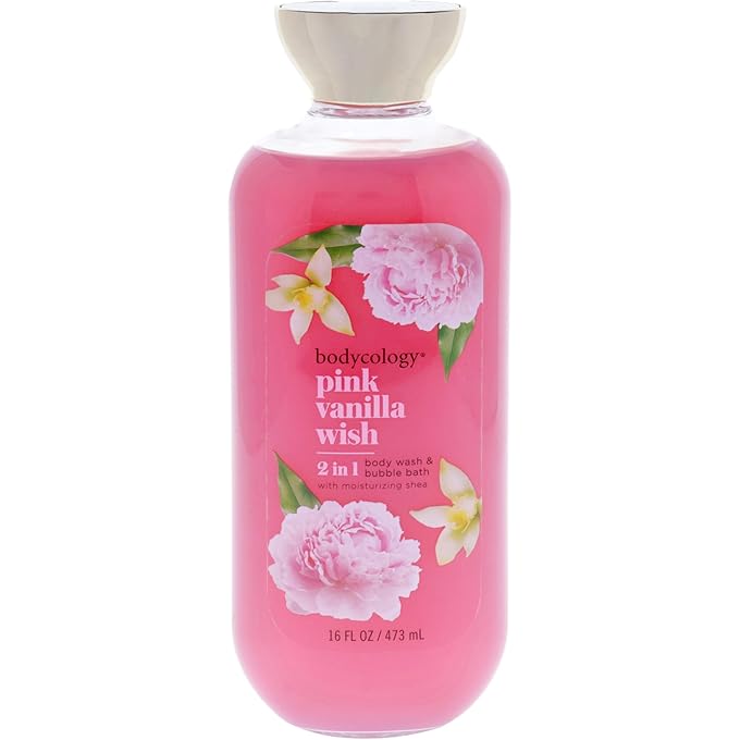 Bodycology Pink Vanilla Wish 2 in 1 Body Wah & Bubble Bath | Shea Butter & Vitamin E | Gentle Cleansing, Nourishes the Skin, Long-Lasting Fragrance | Paraben & Phthalete Free - 473ml (Pack of 1)